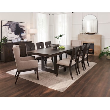 Arielle Dining Table, 4 Side Chairs and 2 Host Chairs - Tobacco