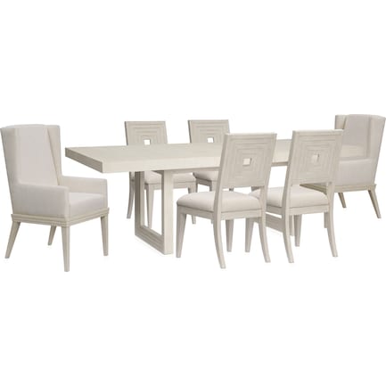 Arielle Extendable Dining Table, 4 Side Chairs and 2 Host Chairs - Parchment