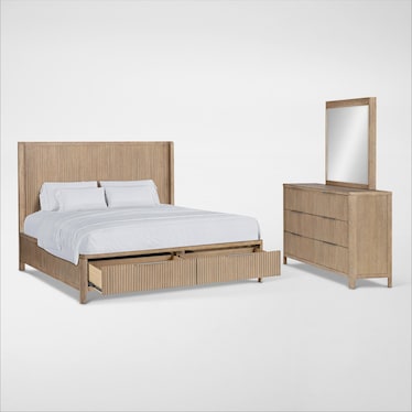 Arlo 5-Piece Storage Bedroom Set with Dresser and Mirror