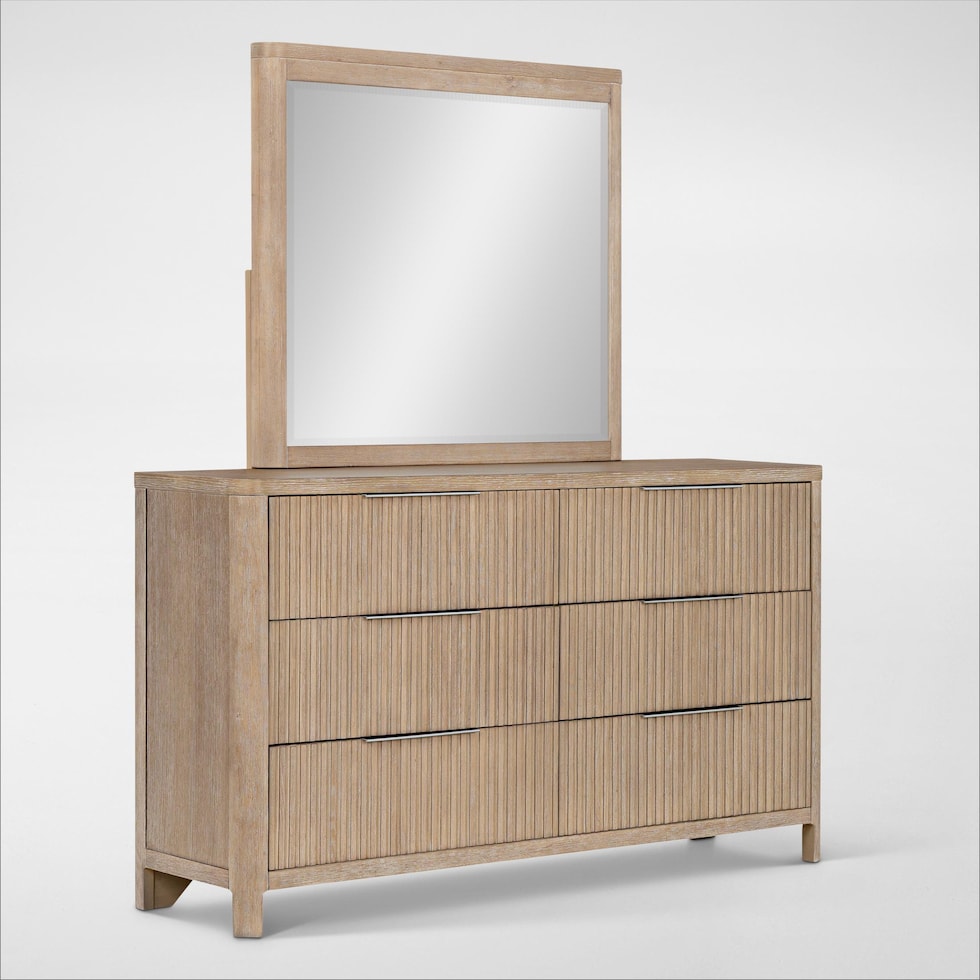 arlo light brown dresser and mirror   