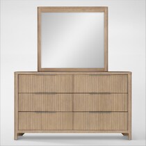 arlo light brown dresser and mirror   
