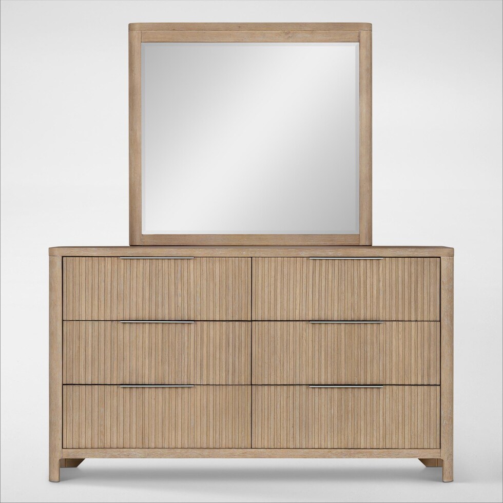 arlo light brown dresser and mirror   