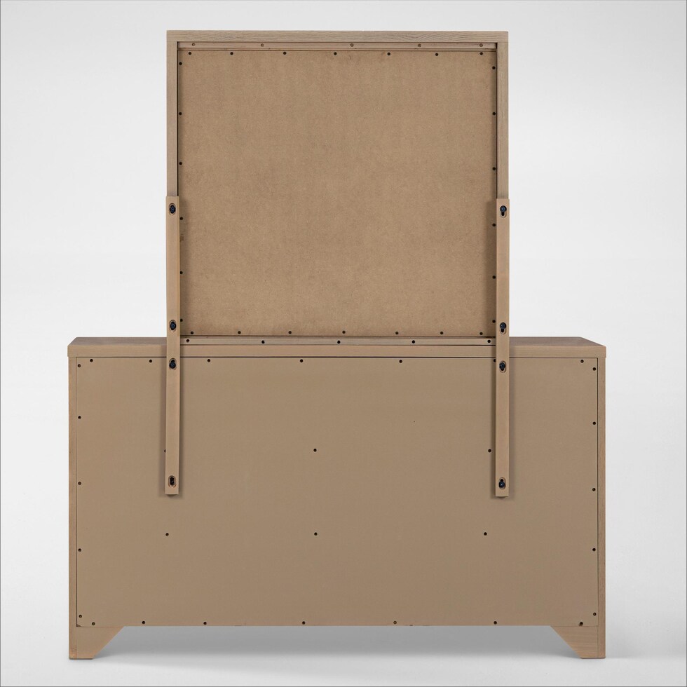 arlo light brown dresser and mirror   