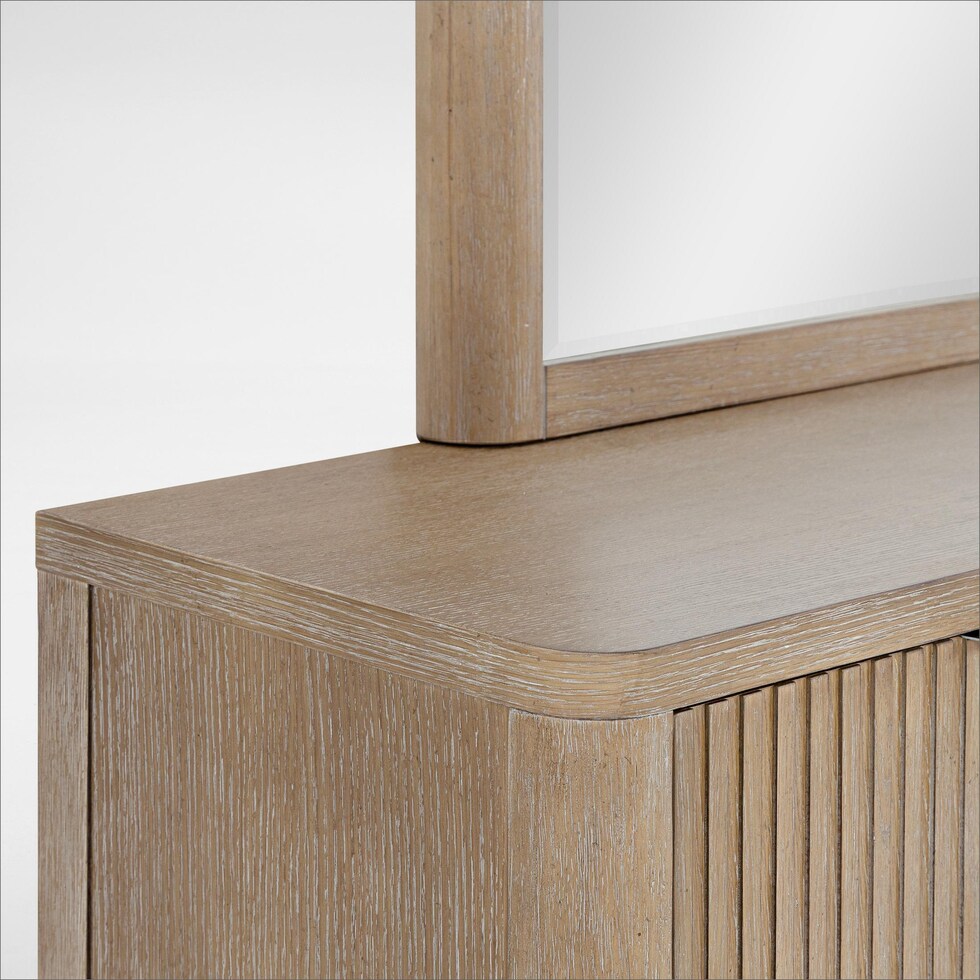 arlo light brown dresser and mirror   