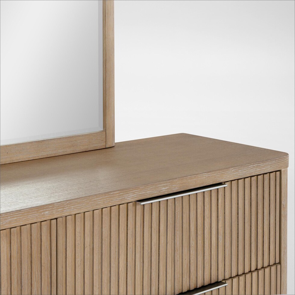 arlo light brown dresser and mirror   