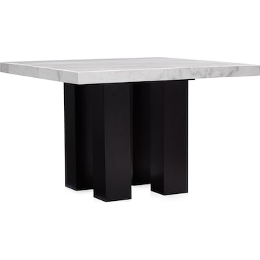 Artemis Counter-Height Marble Dining Table and 6 Upholstered Stools - White Marble/Black