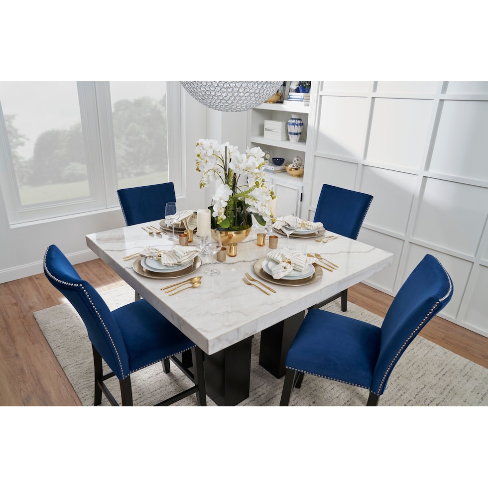 artemis counter height white marble blue  pc counter height dining room   