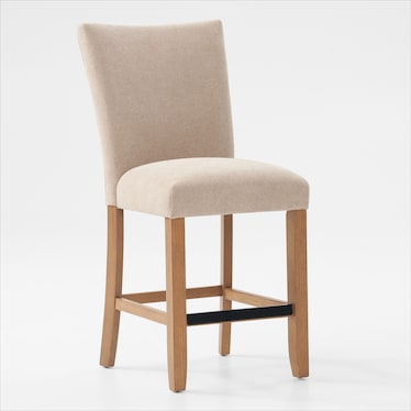 Artemis Counter-Height Upholstered Stool with Natural Legs