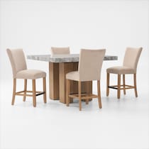 artemis gray marble beige natural legs  pc counter height dining room   