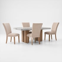 artemis gray marble beige natural legs  pc dining room   