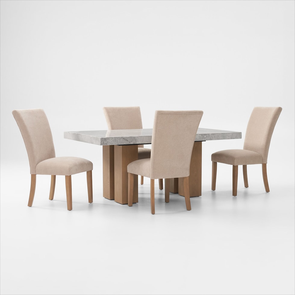 artemis gray marble beige natural legs  pc dining room   
