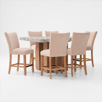 artemis gray marble beige natural legs  pc counter height dining room   