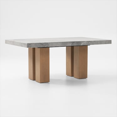 Artemis Marble Counter-Height Dining Table and 6 Upholstered Stools with Natural Legs