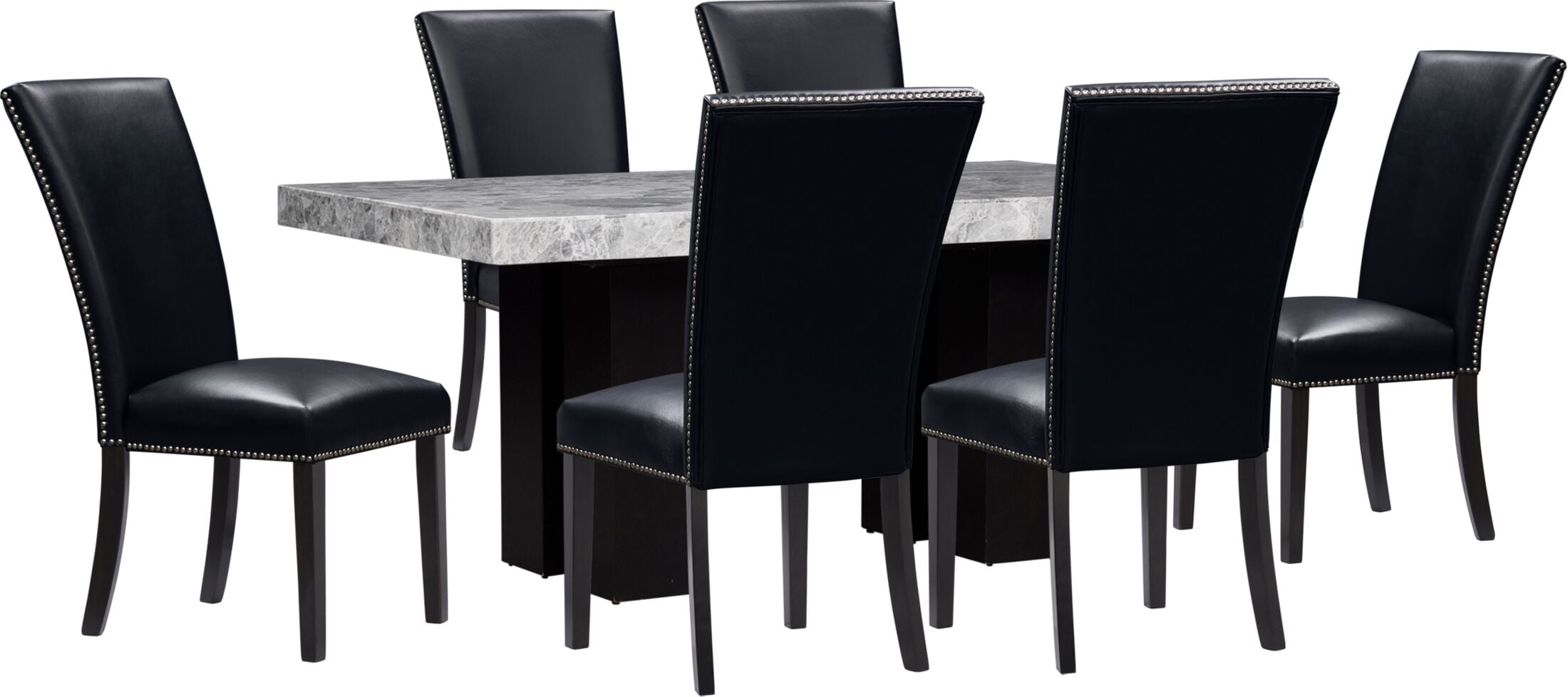 Artemis marble dining table and 6 upholstered best sale dining chairs