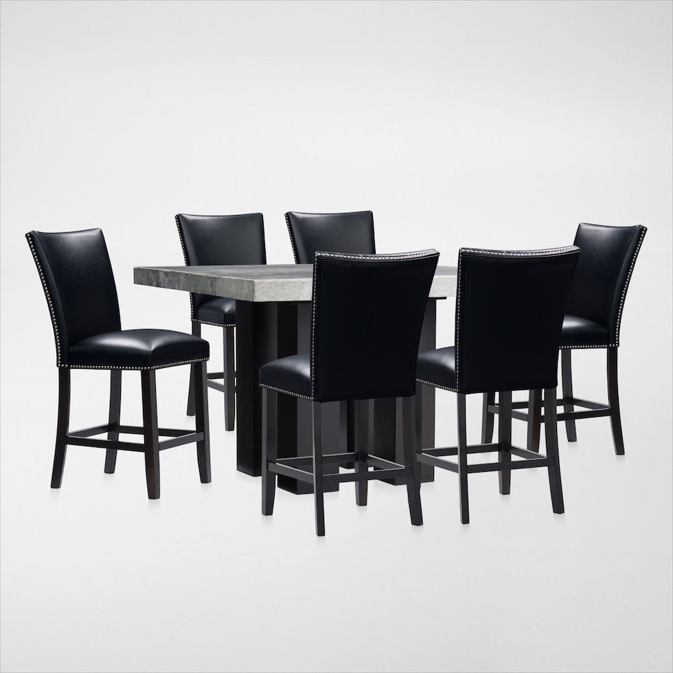 artemis gray marble black black legs  pc counter height dining room   