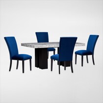 artemis gray marble blue black legs  pc dining room   