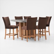 artemis gray marble brown natural legs  pc counter height dining room   