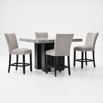 artemis gray marble gray black legs  pc counter height dining room   