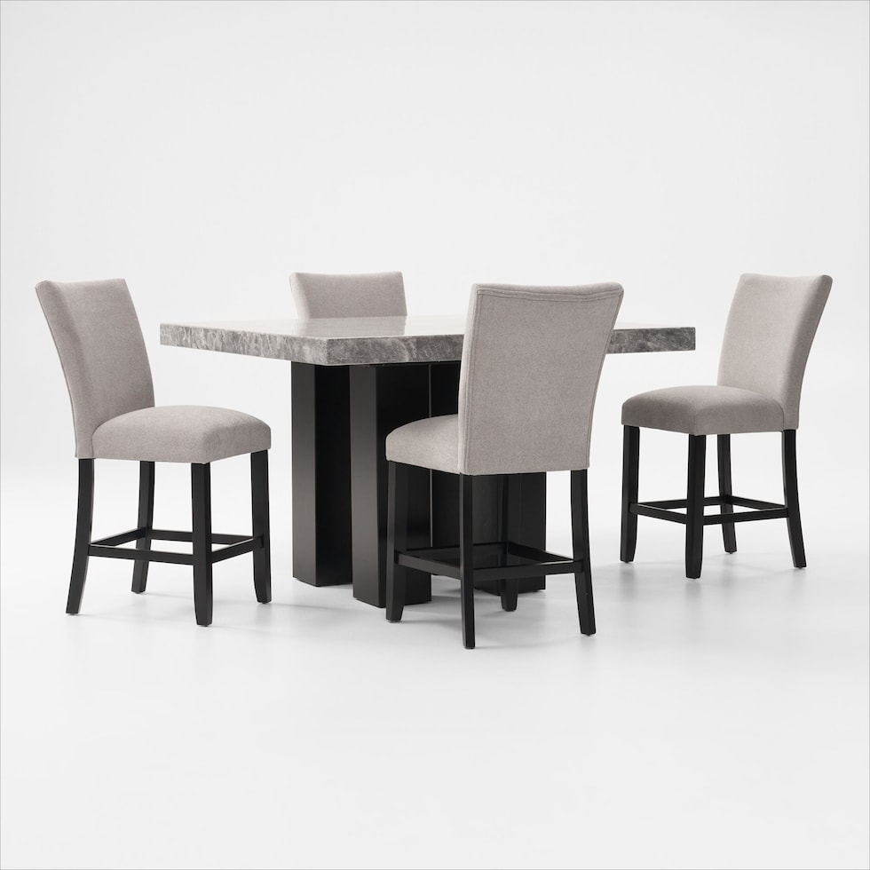 artemis gray marble gray black legs  pc counter height dining room   
