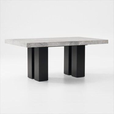 Artemis Marble Dining Table and 4 Upholstered Dining Chairs - Gray Marble/Black