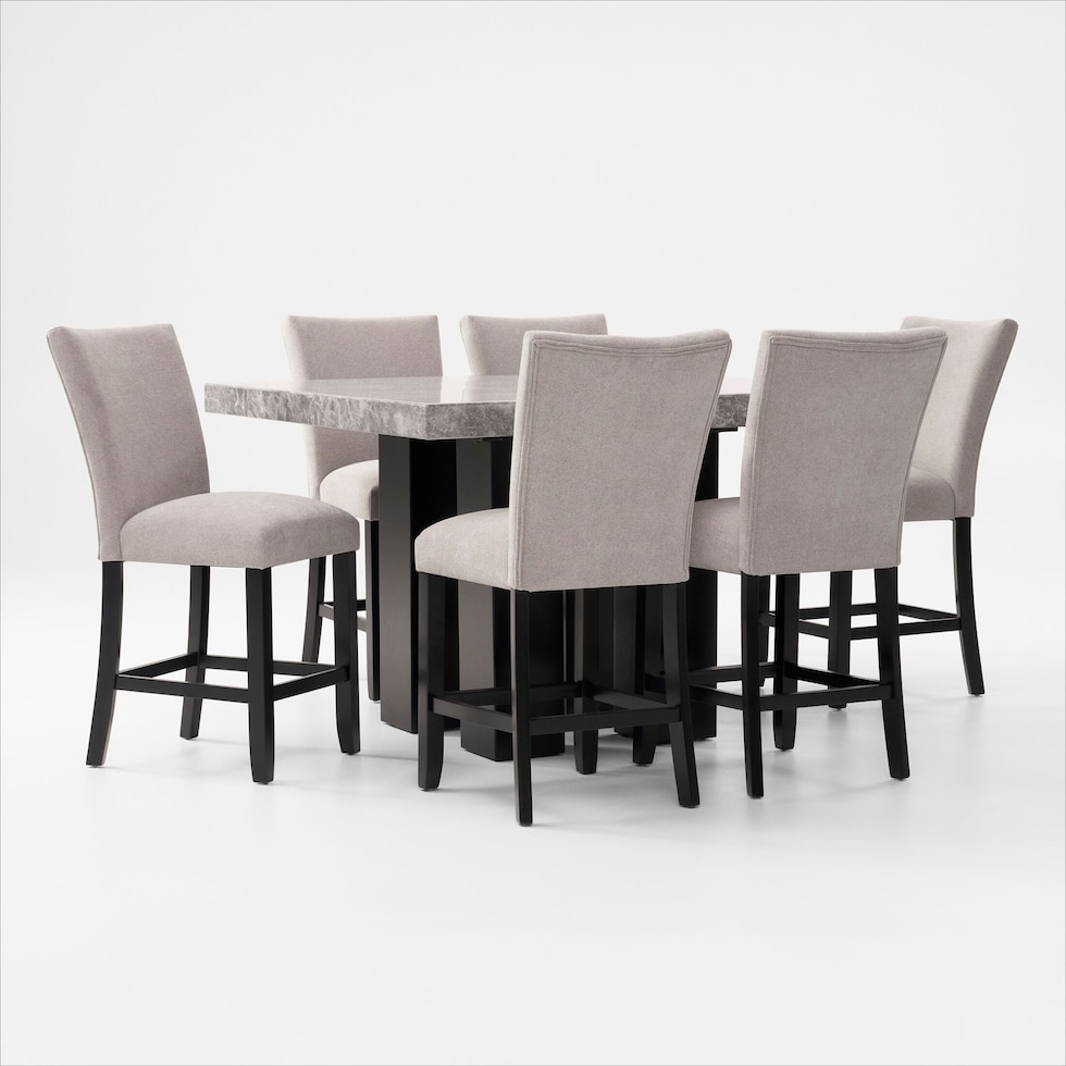 artemis gray marble gray black legs  pc counter height dining room   