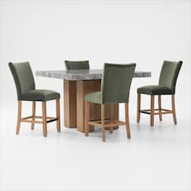 artemis gray marble olive natural legs  pc counter height dining room   