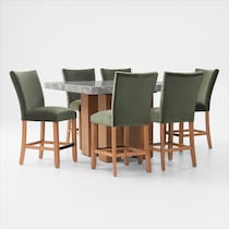 artemis gray marble olive natural legs  pc counter height dining room   