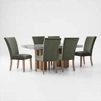 artemis gray marble olive natural legs  pc dining room   