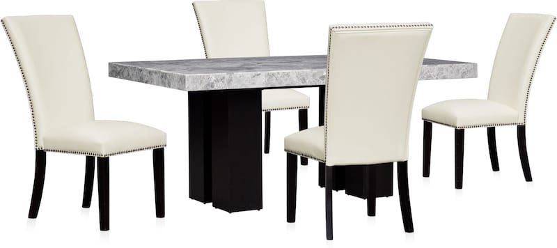Artemis Marble Dining Table and 4 Upholstered Dining Chairs | Value ...