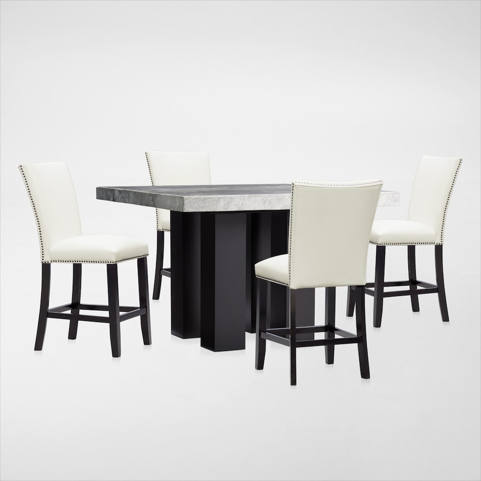artemis gray marble white black legs  pc counter height dining room   
