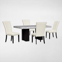 artemis gray marble white black legs  pc dining room   