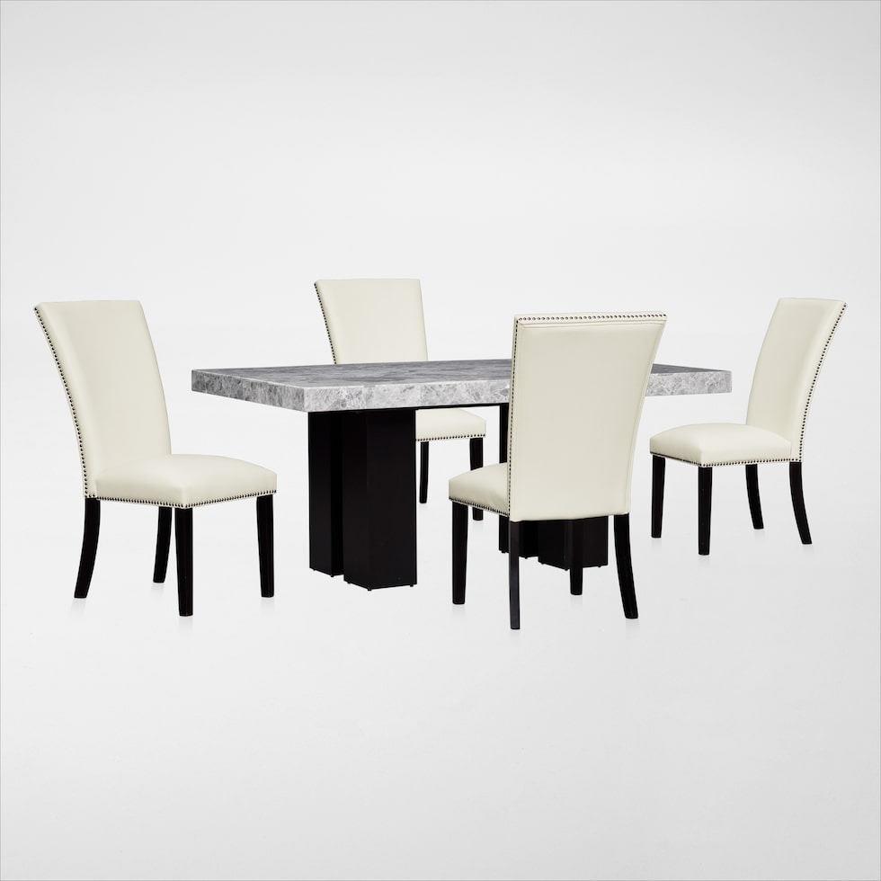 artemis gray marble white black legs  pc dining room   