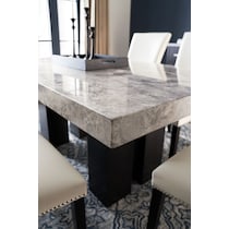 artemis gray marble white black legs  pc dining room   