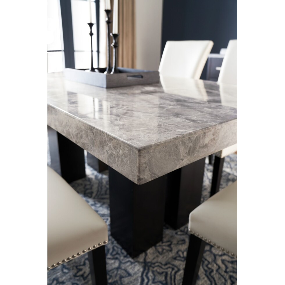 artemis gray marble white black legs  pc dining room   