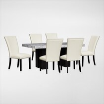 artemis gray marble white black legs  pc dining room   