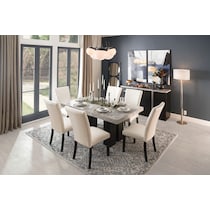 artemis gray marble white black legs  pc dining room   