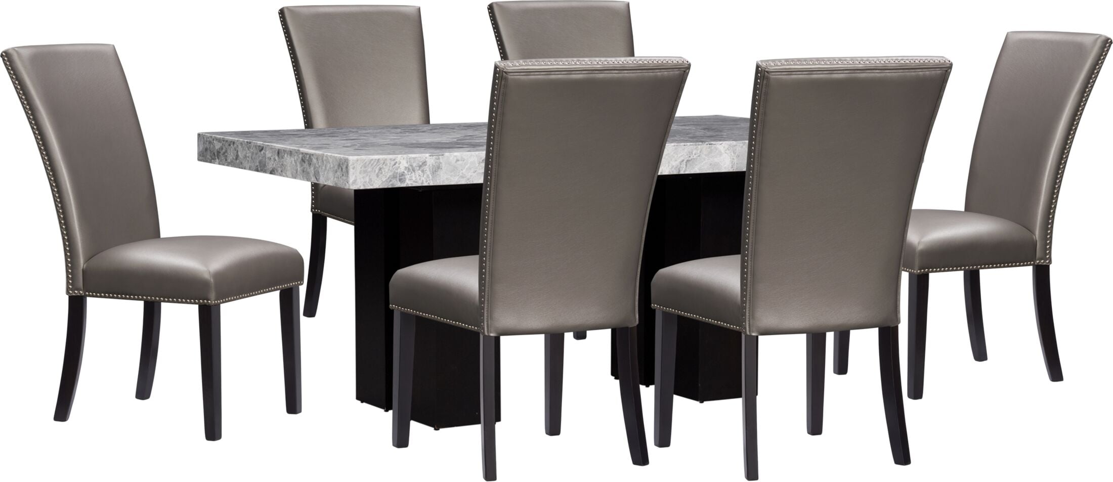 Artemis Marble Dining Table and 6 Upholstered Dining Chairs