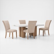 artemis white marble beige natural legs  pc dining room   