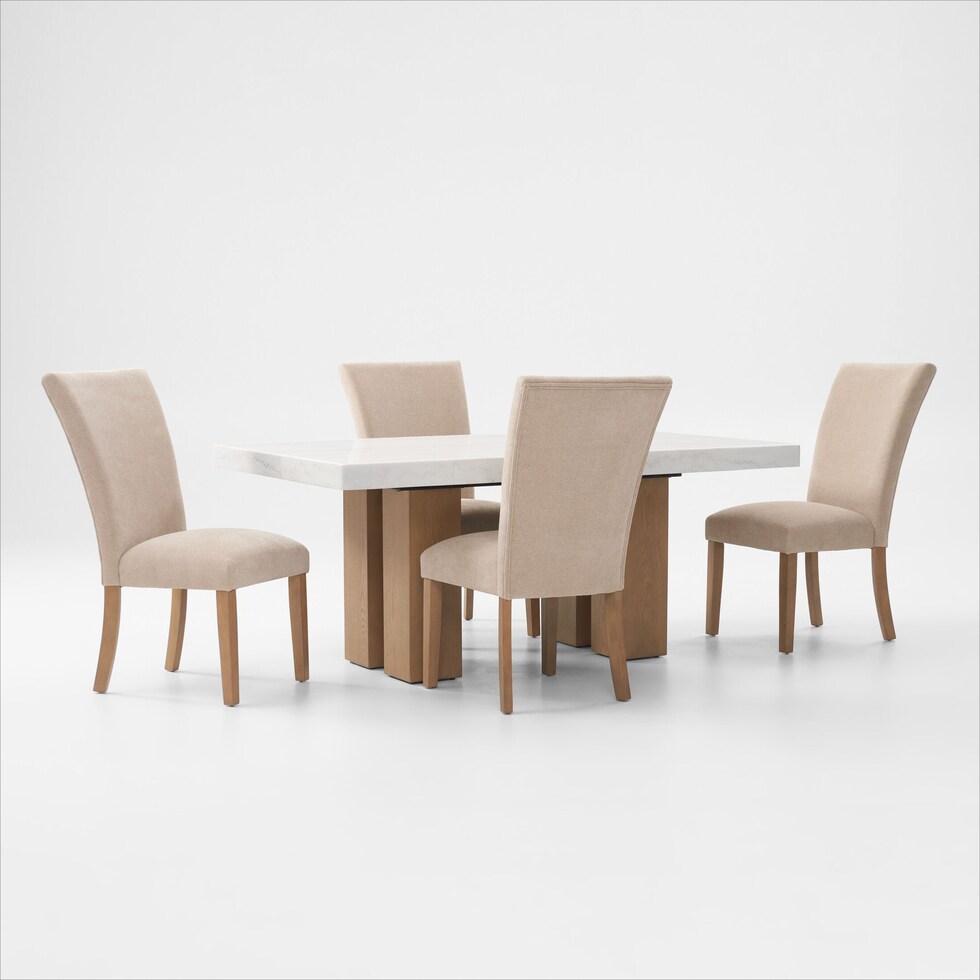 artemis white marble beige natural legs  pc dining room   
