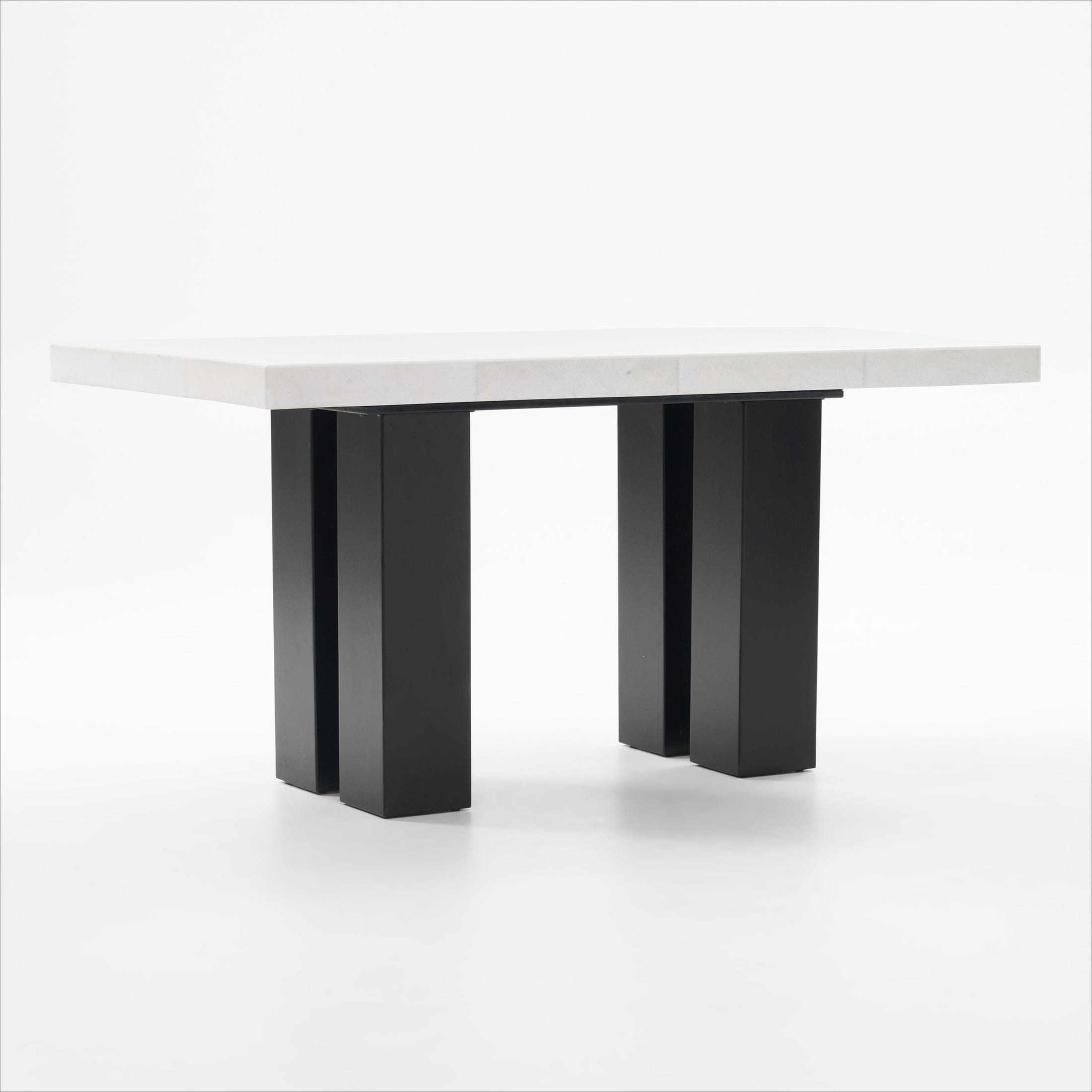 Artemis Marble Counter-Height Dining Table - White Marble/Black