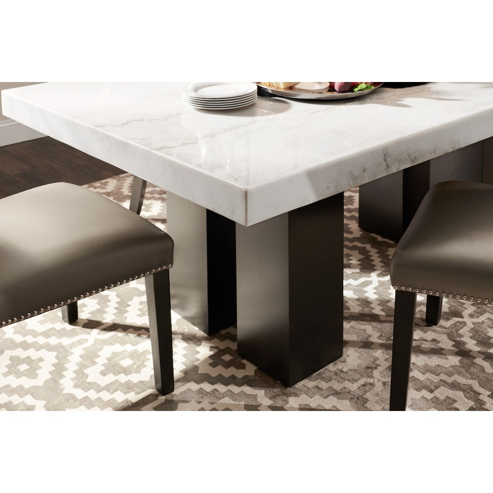 artemis white marble black legs dining table   