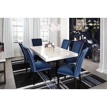 artemis white marble blue black legs  pc dining room   