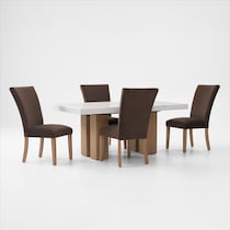 artemis white marble brown natural legs  pc dining room   