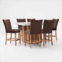 artemis white marble brown natural legs  pc counter height dining room   