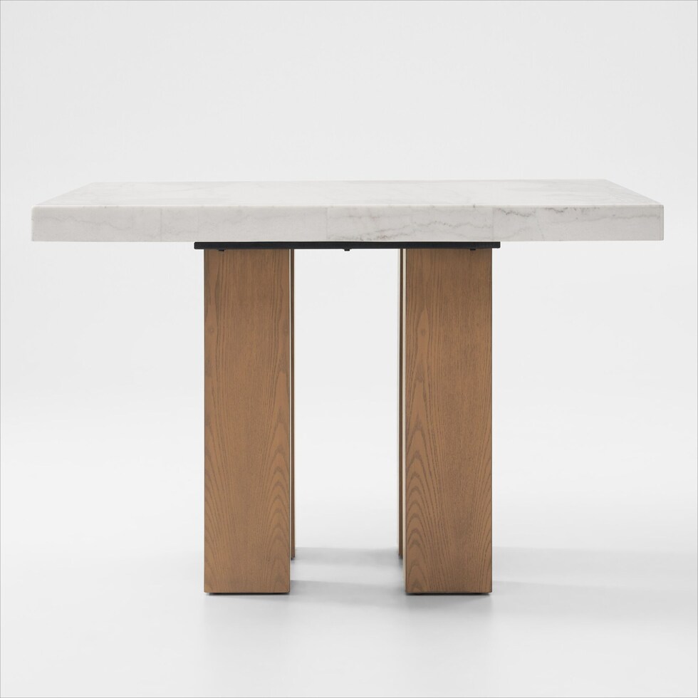 artemis white marble brown natural legs  pc counter height dining room   