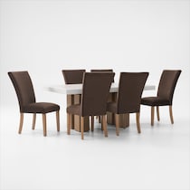 artemis white marble brown natural legs  pc dining room   