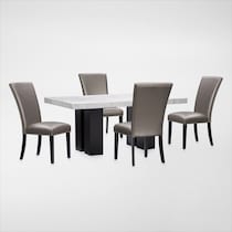 artemis white marble gray black legs  pc dining room   