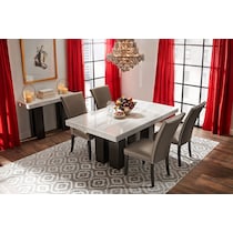 artemis white marble gray black legs  pc dining room   