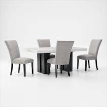 artemis white marble gray black legs  pc dining room   