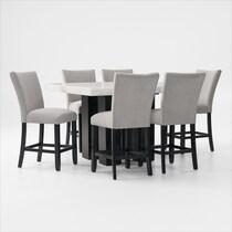 artemis white marble gray black legs  pc counter height dining room   